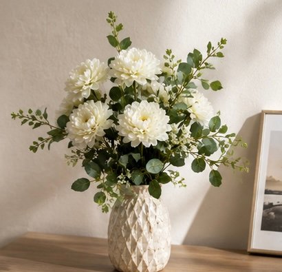 Artificial White Chrysanthemum Flower Bouquet - Image 3