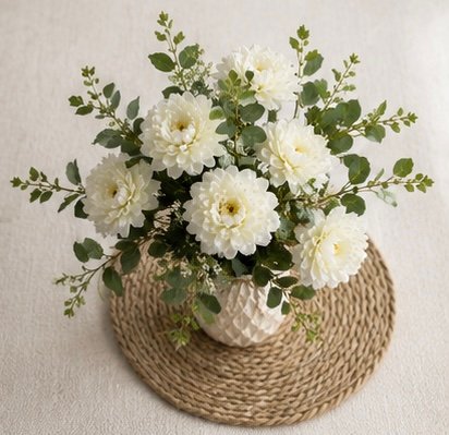 Artificial White Chrysanthemum Flower Bouquet - Image 4