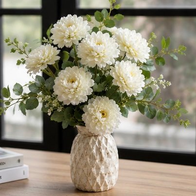 Artificial White Chrysanthemum Flower Bouquet - Image 2