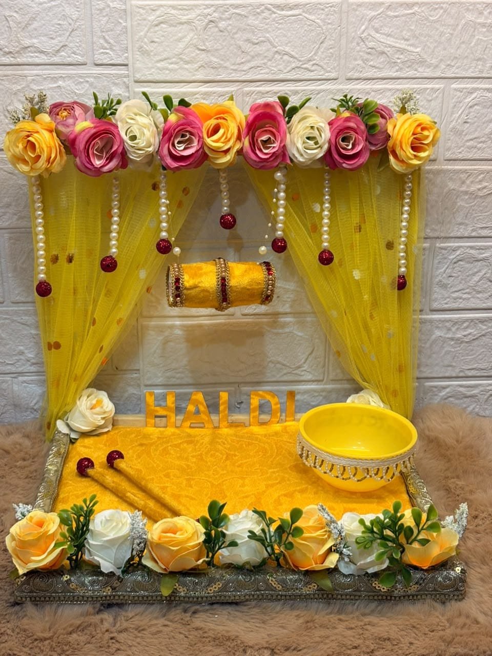 Customized Haldi Platter, Handcrafted Thali, Tray Wedding Haldi Plate for Haldi Ceremony, Marriage Decor Bride or Groom