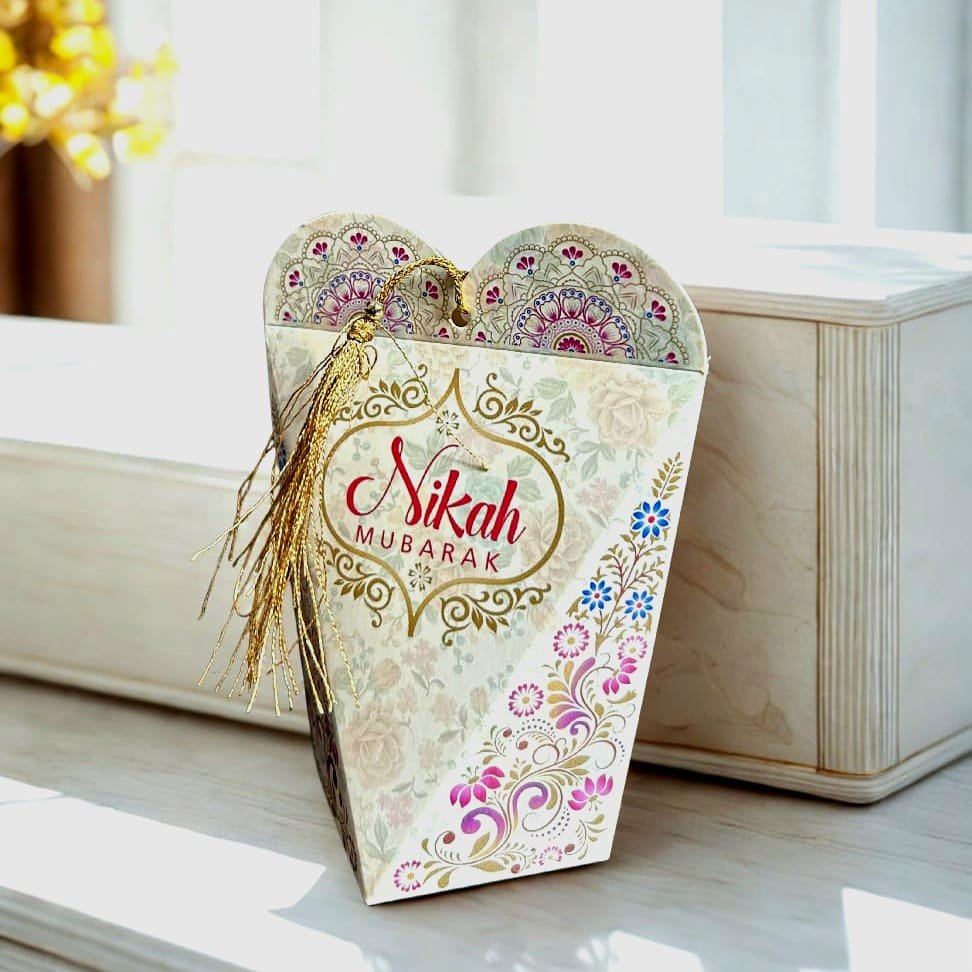 Nikah Chuara Box 100 Pcs | Perfect for presenting chuara (dry dates) to guests, this beautifully designed box - Image 2