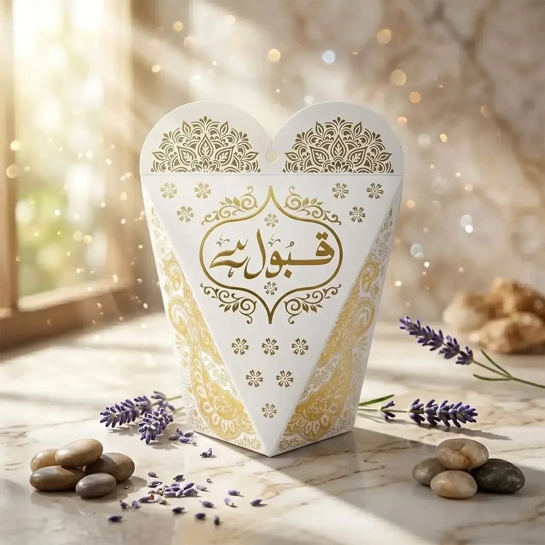 Nikah Chuara Box 100 Pcs | Perfect for presenting chuara (dry dates) to guests, this beautifully designed box