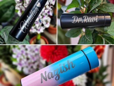 Engraved Name Stainless Steel Sipper Water Bottle 1 Ltr – Customised Personalised Bottle for Kids & Adults, School, Gym, Sports,Set of 1