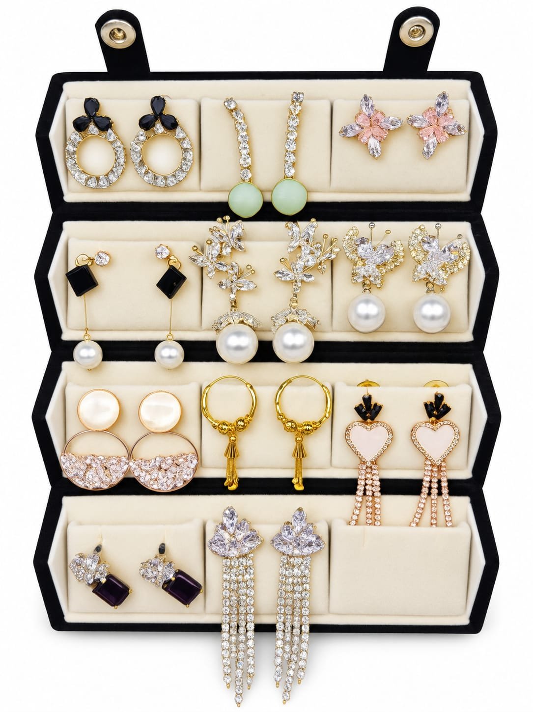 Silver Plated Earrings Combo Set With Box for Women & Girls | 12 Pair Traditional Jhumka Chandbali Stone Studded Boho Ethnic Earrings Collection | Daily Wear Party Wedding Jewellery - Image 2